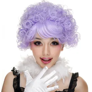 Peluca de Cosplay Rizada y Esponjosa Cabello Sintético Corto Rizos de Fideos Instantáneos Peluca de Fiesta de Anime
