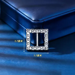 Cristal diamantes cuadrado hebilla metal bufanda pin elegante ropa accesorio 1.7cm