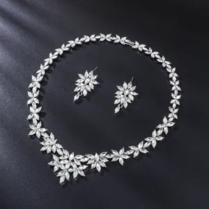 European and American cross-border fashion necklace and earrings set, elegant bridal jewelry.