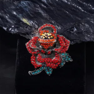 Vintage rhinestone flower brooch elegant crystal floral pin fashion jewelry accessory for women