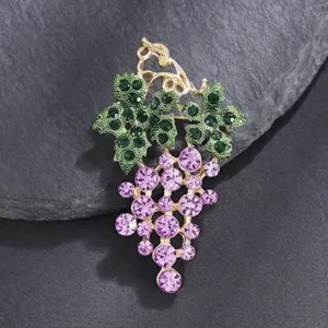 Exquisite French retro grape rhinestone brooch, sparkling full crystal details for women.