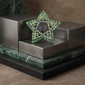 Vintage luxe ster strass broche, elegante groene kristal legering speld voor dames.