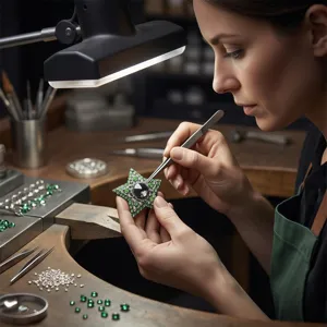 Luxe vintage sterren broche met groene kristallen en legering, stijlvol pak accessoire pin.
