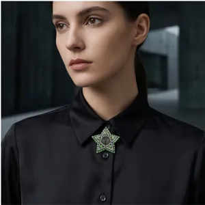 Luxe vintage ster strass broche groen kristal legering speld mode pak accessoires voor vrouwen
