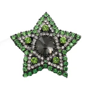 Luxe ster strass broche, vintage groene kristal legering speld voor vrouwen pak accessoires.