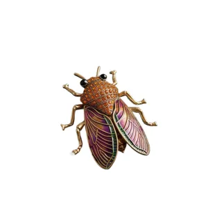 Vintage rhinestone cicada brooch fashion metal insect pin for women apparel accessories main view