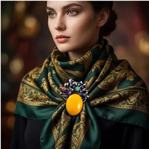 Broche rétro en résine ambre pour femmes, alliage incrusté d'améthyste et de turquoise.