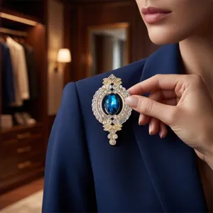 Vintage Strass Brosche für Damen, luxuriöse Kristall Edelstein Anstecknadel für Blazer.