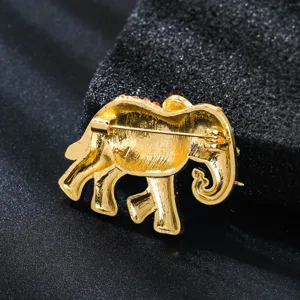 Vintage goudkleurige olifant broche achterkant speld sluiting mode dierensieraden