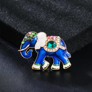 Vintage Luxe Zinklegering Olifant Brosche Emaille Strass Dier Reversspeld Voor Pak Mannen Vrouwen Sieraden Cadeau