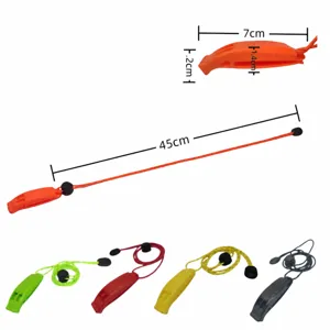 Dual-frequency survival whistle with lanyard, 13g emergency gear for camping and hiking.