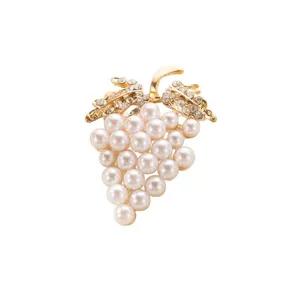 Spilla uva perla lega strass frutta spilla elegante moda gioiello accessorio chic