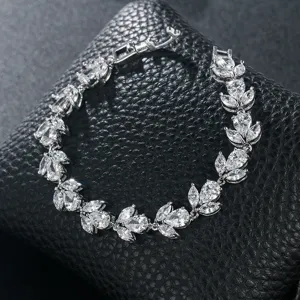 Glänzender Zirkonia Tennisarmband für Damen Hochzeit Braut Schmuck elegantes Geschenk.
