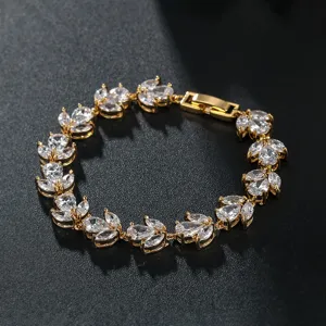 Vergoldetes Markis Zirkon Tennis Armband Braut Hochzeit Schmuck für Damen Glänzend
