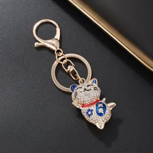 Delizioso Portachiavi Gatto Portafortuna Con Strass Ciondolo Borsa Gioiello Accessorio