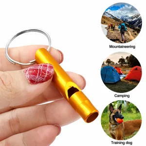 Outdoor survival aluminum alloy whistle, mini portable training whistle for camping and hiking.