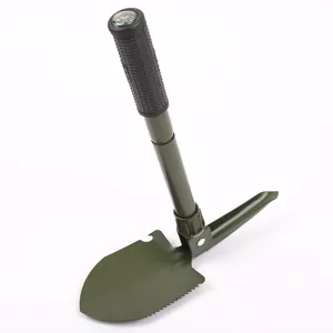 Pelle pliante d'extérieur multifonctionnelle, outil de camping portable avec boussole.