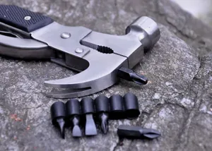 Multi-functional hammer pliers survival tool set with screwdriver bits portable anti-slip design