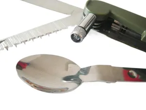 Multi-function camping tableware knife with LED light outdoor portable tool cutlery set