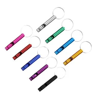 Outdoor survival aluminum alloy whistle with keyring portable emergency emergency tool multiple colors