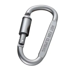 D-ring aluminum alloy locking carabiner clip outdoor heavy duty snap hook tool grey