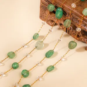 Green beaded necklace for women fashion elegant clavicle chain sweet minimalist jewelry