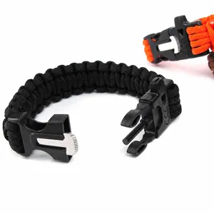 Bracelet de survie en paracorde avec sifflet allume-feu équipement d'urgence extérieur multifonction
