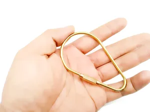 Solid brass keychain U-shaped screw lock keyring EDC outdoor car key holder pocket tool.