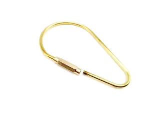 Brass key ring detail shot showing the screw lock mechanism, durable EDC tool accessory.