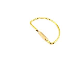 Brass D-shaped keychain screw lock ring metal EDC car key holder pocket tool accessory.