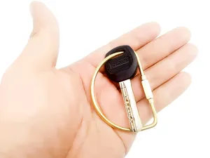 Brass wire keychain and metal key set, durable EDC tool ring for car keys and outdoor use.