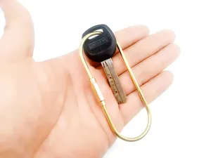 Brass U-shaped key ring metal EDC tool key holder for outdoor use detail view display.