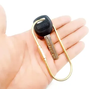 Brass keychain U-shaped metal key ring EDC tool portable car key holder pocket outdoor accessory