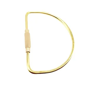 Solid brass D-shaped keyring screw lock buckle, durable metal EDC gear for keys and car hanging.