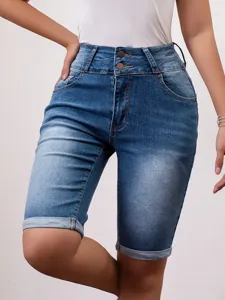 Women's high waist denim shorts casual slim fit washed summer blue jean shorts streetwear apparel