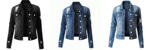 Women's long sleeve ripped denim cardigan, casual retro distressed jacket in three colors.