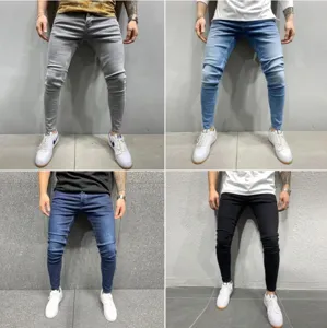 Men's slim fit skinny stretch denim jeans in four classic colors for casual daily wear.