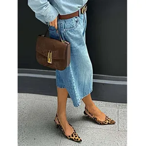 Women plus size high waist straight denim skirt casual elegant style spring summer autumn wear