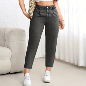 High waist washed black straight leg denim jeans for women casual everyday wear comfortable