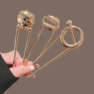 Gold underwater U-shaped hair pins elegant metal hair forks cute bun maker hair accessories