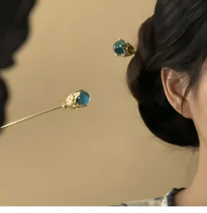 Traditional Chinese style blue crystal hair stick, exquisite hair accessory for Hanfu.