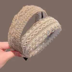Serre-tête large en paille bohème pour femme, cerceau de cheveux tissé pour le quotidien.