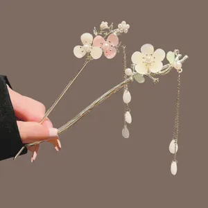 Traditionelle chinesische Blumen Haarnadeln mit eleganten Quasten für Vintage Frisuren.