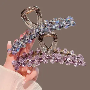 Grande pince à cheveux en cristal strass brillant pince requin élégante accessoires cheveux