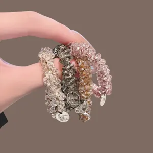 Set de chouchous de cheveux en cristal scintillant, élastiques élégants pour coiffure quotidienne.