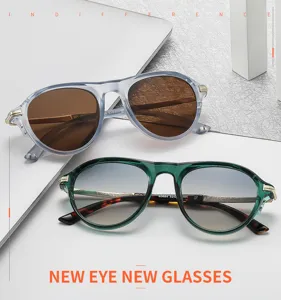 Retro cat eye sunglasses with metal temples and stylish gradient lenses for men and women.