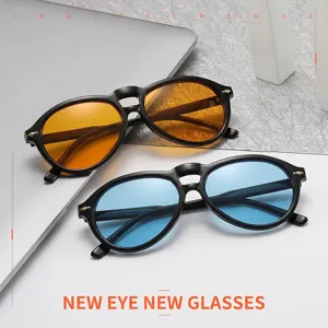 Stylish double bridge aviator sunglasses for men and women, retro vintage sun glasses.