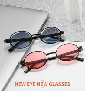 Unisex metal small frame oval sunglasses retro vintage style fashion cool eyewear M5276