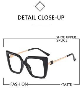 Fashion chunky square optical glasses with metallic temple splice for daily stylish wear.