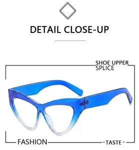 Fashion gradient blue cat eye glasses for women, chic trendy reading and optical frames.